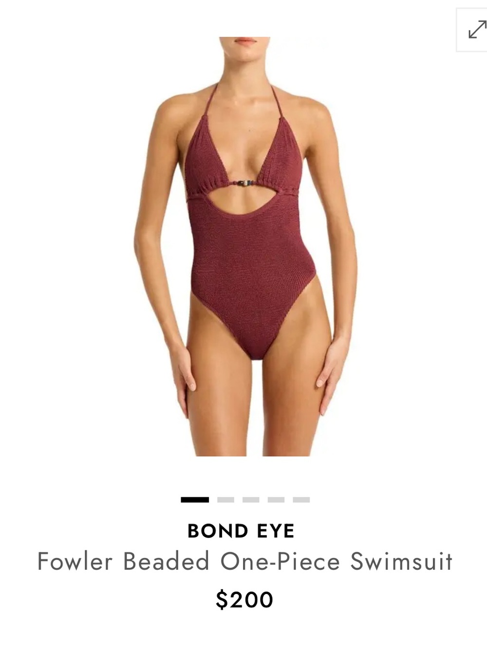bond-eye One-Piece Swimsuit in Burgundy with Beaded Clasp
